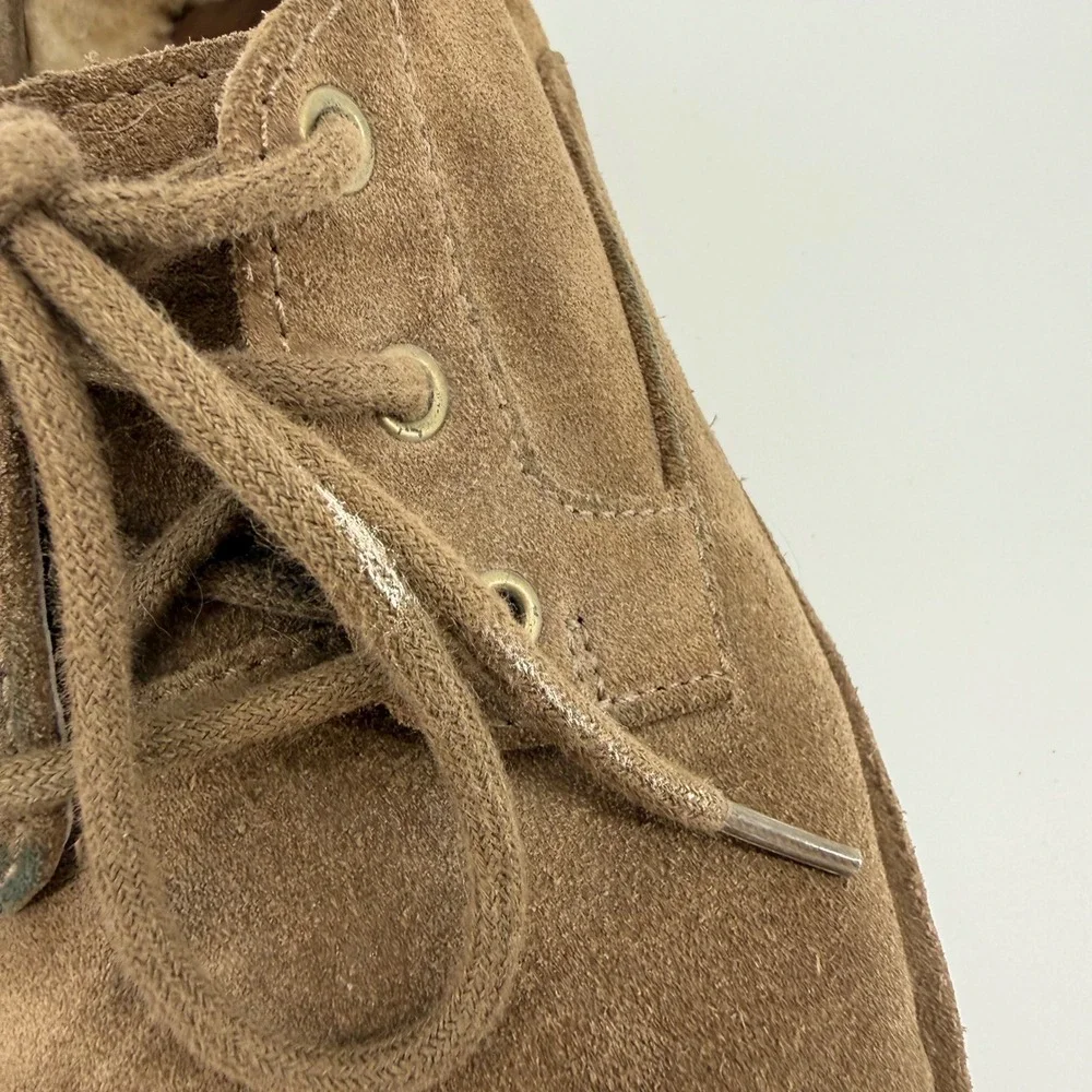 UGG Men's Brown Suede Oxford Shoes Size 8 Sheepskin Lined Lace‎ Up